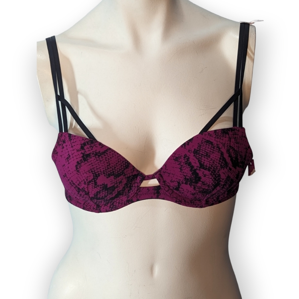 Ambrielle Cotton Push-Up Demi Bra Purple Size 34A NWT